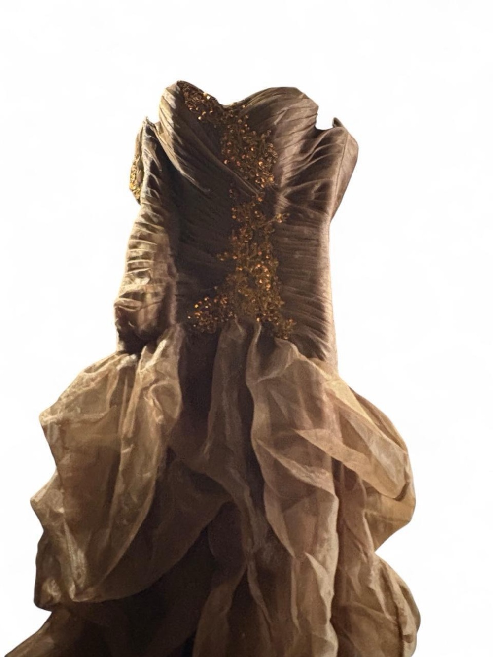 Brown Ruffle Prom Dress - Picture 4 of 7